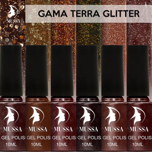 Gel Mussa Gama Terra Glitter 6 pzas